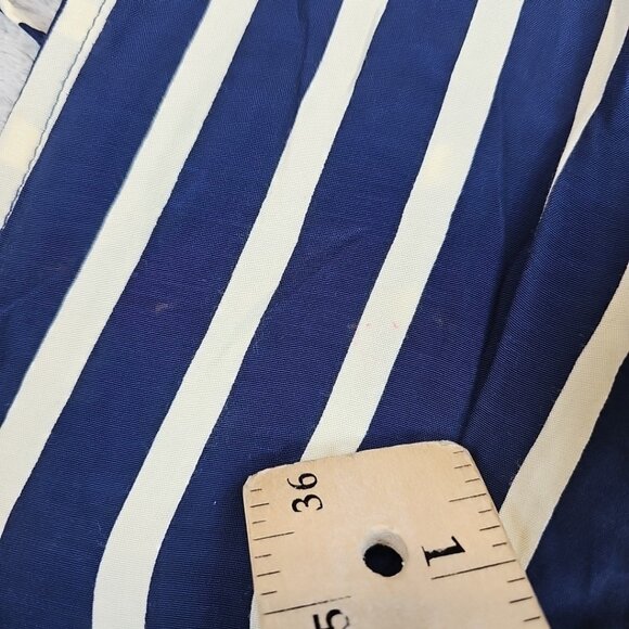 Faithfull The Brand Milan Striped Midi Dress Womens XS Navy Cream Rayon V-Neck - Picture 8 of 9